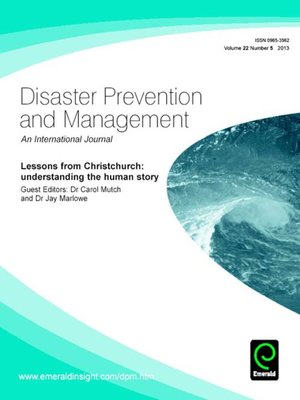 cover image of Disaster Prevention and Management: An International Journal, Volume 22, Issue 5